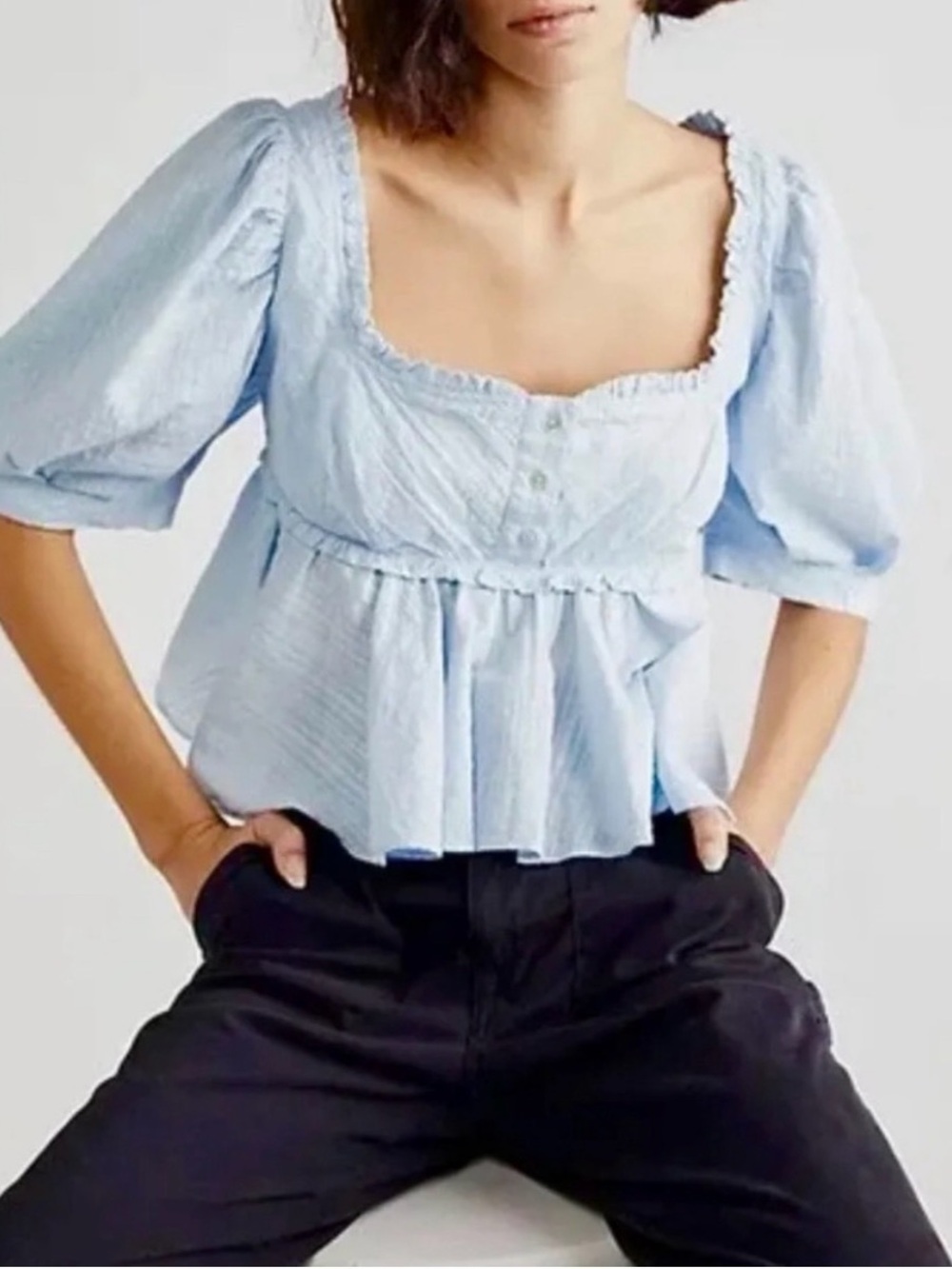 Free People Leave it to me Peplum Ruffled Top